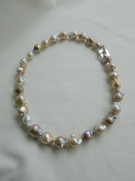 ❤️Natural pearl and glam sparkle beaded sterling silver toggle clasp hotsell necklace