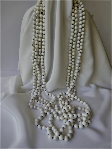 Four Strand White Howlite Long Gemstone Necklace