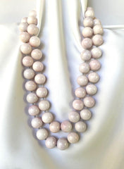 Two Strands 16mm Pink Jade Gemstone Beads Sterling Silver Clasp