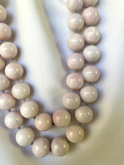 Two Strands 16mm Pink Jade Gemstone Beads Sterling Silver Clasp