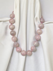 One Strands 20mm Pink Jade Gemstone Beads Sterling Silver Clasp