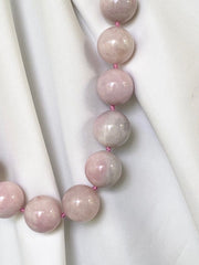 One Strands 20mm Pink Jade Gemstone Beads Sterling Silver Clasp
