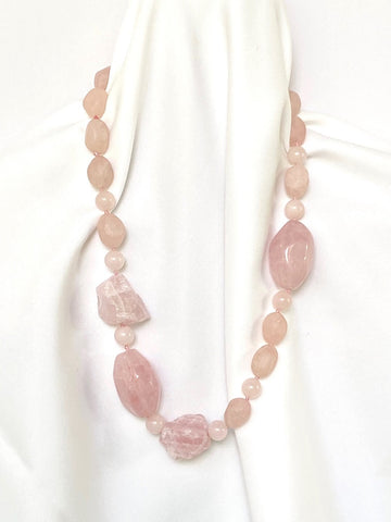 One Strand Matted Cracked Rock Crystal Gemstone Necklace