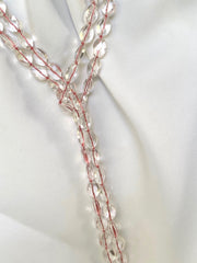 ONE STRAND FACETED ROCK CRYSTAL LONG LARIET SIX-IN-ONE GEMSTONE NECKLACE