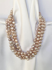 FIVE STRAND NATURAL NUGGET CULTURED PEARL NECKLACE