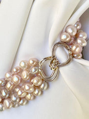 FIVE STRAND NATURAL NUGGET CULTURED PEARL NECKLACE
