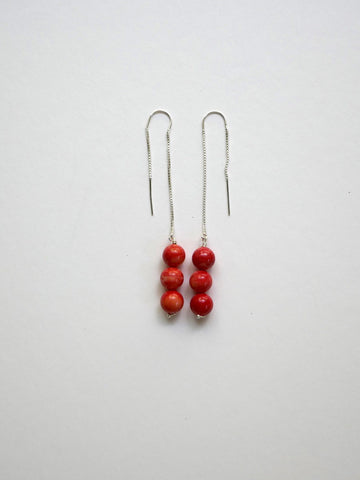 Tangerine (Orange) Ceramic Crystal Bead on Silver Plated Hematite 6mm Sterling Silver Post Earrings