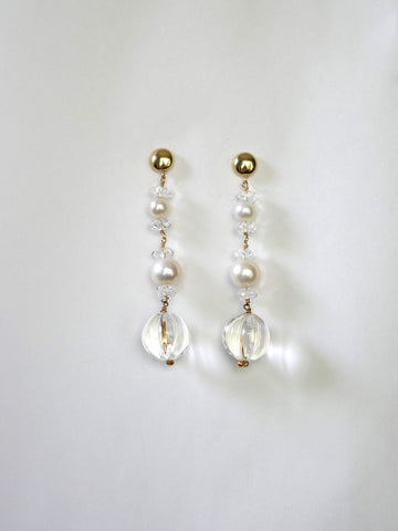 Platinum Nugget Cultured Pearls on Silver Sterling Threader Long Earrings