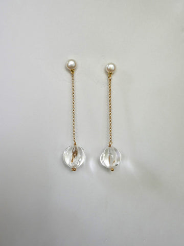 Platinum Nugget Cultured Pearls on Silver Sterling Threader Long Earrings