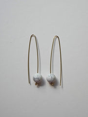 Howlite (white stone-grey vein) on 14k gold filled Wire Earrings