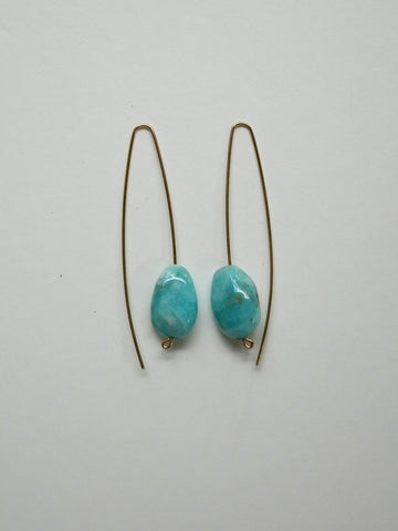 Amazonite Nugget on 14k gold filled Wire Earrings