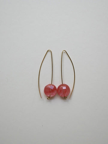 Faceted Strawberry Quartz on 14k gold filled Wire Earrings