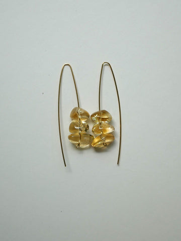 Citrine  Nugget on 14k gold filled Wire Earrings