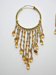 Citrine Chandelier Earrings on 18k plated Sterling Silver Hoops