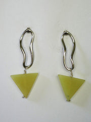 Olive Jade on Sterling Silver Wave Dali Earrings- Dali Collection