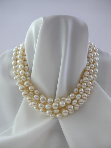 FIVE STRAND NUGGET CULTURED PEARL NECKLACE