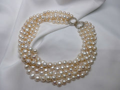 FIVE STRAND NUGGET CULTURED PEARL NECKLACE