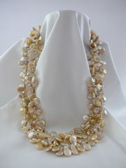 TWO STRAND NATURAL COIN DROP CULTURED PEARL AND ROCK CRYSTAL NECKLACE