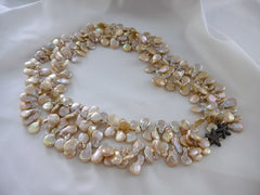 TWO STRAND NATURAL COIN DROP CULTURED PEARL AND ROCK CRYSTAL NECKLACE