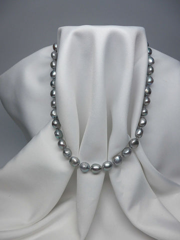 ONE STRAND PLATINUM GREY PEARL NECKLACE