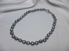 ONE STRAND PLATINUM GREY PEARL NECKLACE