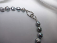 ONE STRAND PLATINUM GREY PEARL NECKLACE