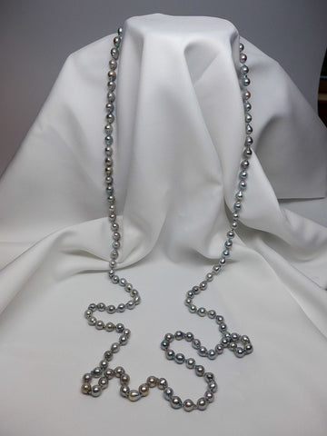 ONE STRAND PLATINUM GREY AKOYA CULTURED PEARL NECKLACE