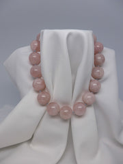 ONE STRAND ROSE QUARTZ GEMSTONE NECKLACE