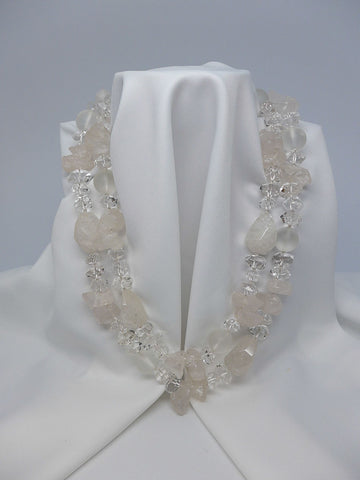 TWO STRAND ROCK CRYSTAL GEMSTONE NECKLACE