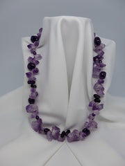 TWO INDIVIDUAL STRAND AMETHYST GEMSTONE NECKLACES