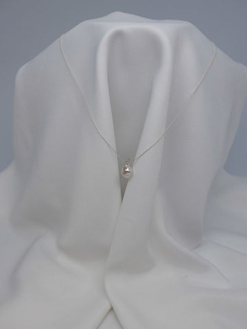 ONE STRAND STERLING SILVER CHAIN AKOYA PEARL NECKLACE