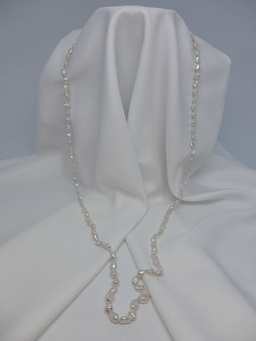 One Strand White Keshi Cultured Pearl Necklace
