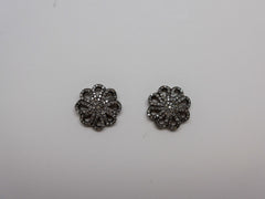 Oxidized Sterling Silver Diamond Earrings on 14K Post