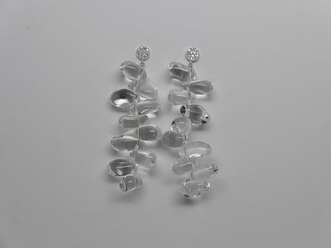 STERLING SILVER CUBIC ZIRCONIA POST ROCK CRYSTAL NUGGETS EARRING