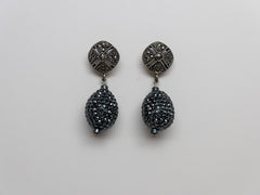 STERLING SILVER MARCASITE POST AND MARCASITE DROP BEAD EARRING