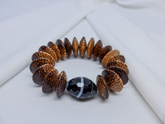 PALM WOOD BANDED AGATE BRACELET