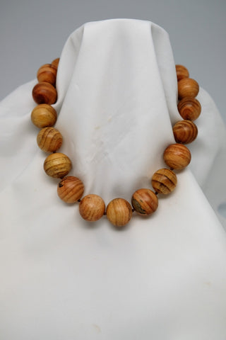 One Strand Light Natural Wood Necklace