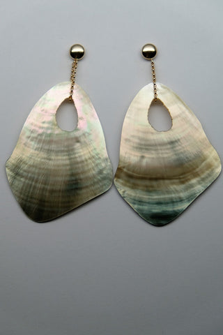 Gold Filled Post Mother of Pearl Dangling Earrings