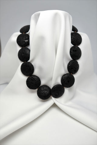 One Strand Black Lava Stone Gemstone Necklace