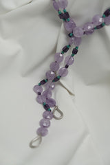 One Strand Amethyst & Natural Turquoise Long Gemstone Necklace