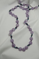 One Strand Amethyst & Natural Turquoise Long Gemstone Necklace