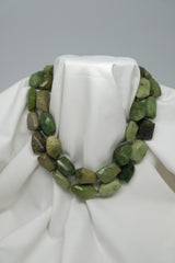 TWO STRAND SERPENTINE NUGGETS GEMSTONE NECKLACE