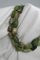 TWO STRAND SERPENTINE NUGGETS GEMSTONE NECKLACE