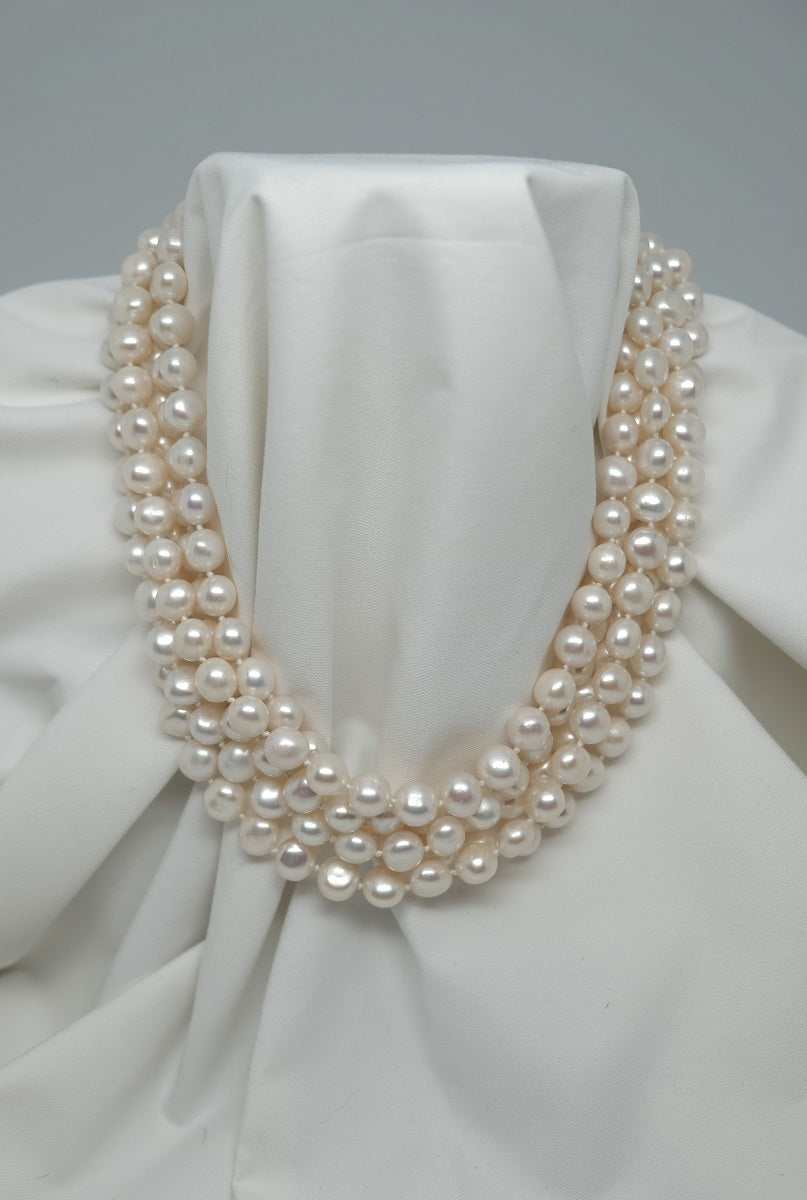 Five Strand White Cultured Pearl Necklace