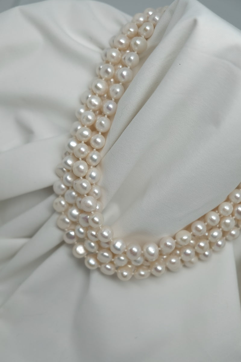 Five Strand White Cultured Pearl Necklace