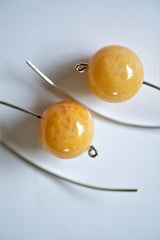 16mm Yellow Jade Wishbone Shape 925 Sterling Silver Wire Earrings