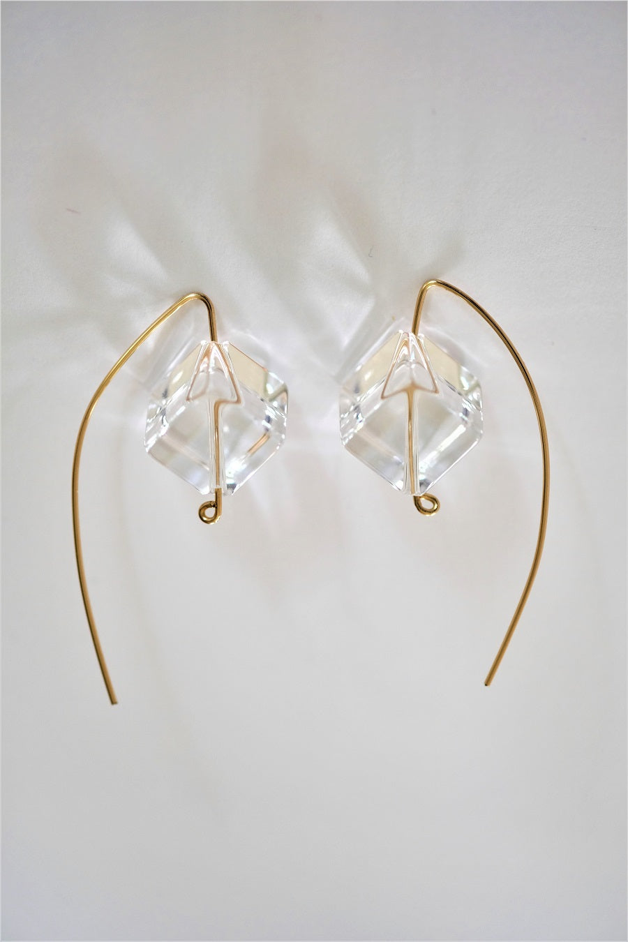 Rock Crystal Cubes on 14k gold filled Wire Earrings