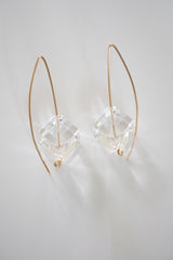 Rock Crystal Cubes on 14k gold filled Wire Earrings