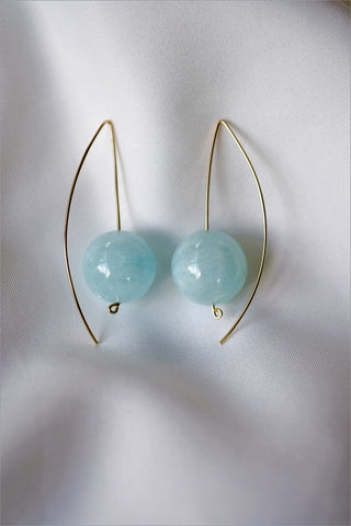 Amazonite & White Cultured Pearls on Sterling Silver Square Post Long Earrings