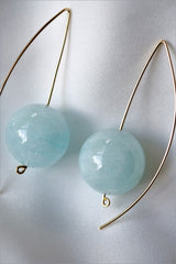 Aquamarine 14k Gold Filled Wire Long Earrings